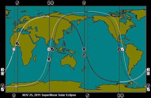 NOV 25, 2011 SuperMoon Solar Eclipse Astro-Locality Map
