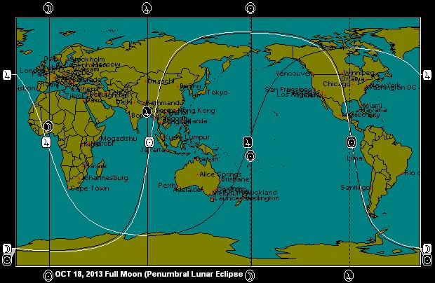 OCT 18, 2013 Full Moon (Penumbral Lunar Eclipse)