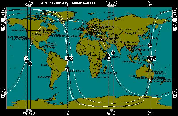 APR 15, 2014 Total Lunar Eclipse Astro-Locality Map