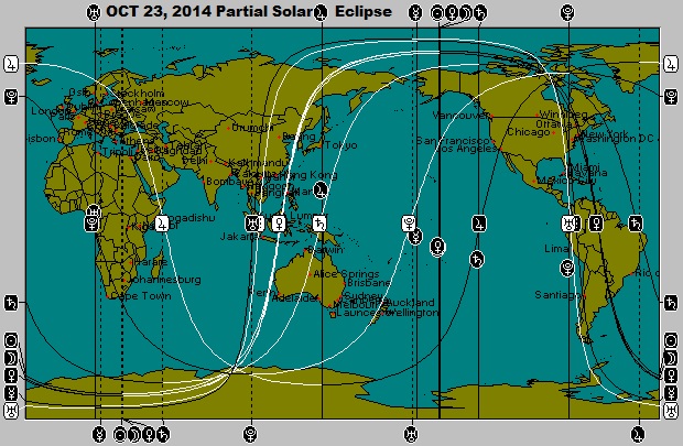 OCT 23, 2014 New Moon (Partial Solar Eclipse) Astro-Locality Map